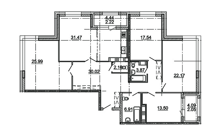ЖК Риверсайд - планировка большой квартиры - Изображение